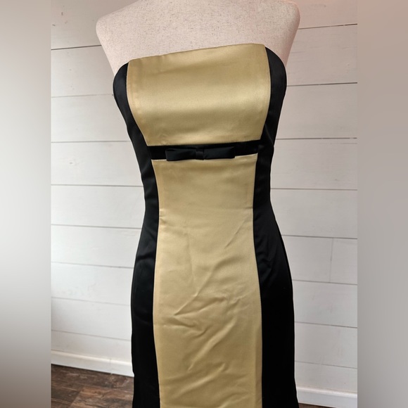 VINTAGE Jessica McClintock Gunne Sax 90s Formal tuxedo strapless gown Y2K - Picture 2 of 10